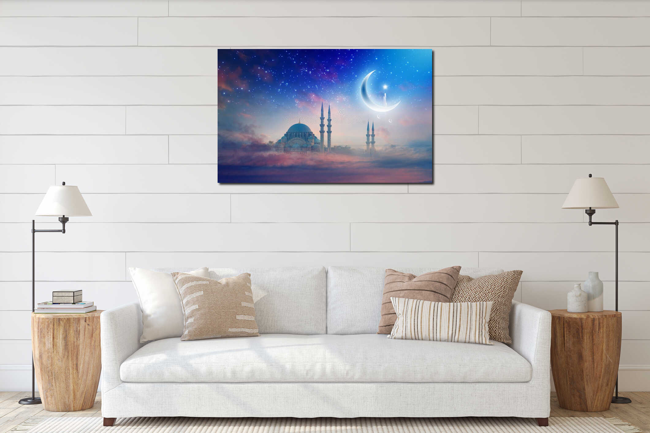 Ramadan Kareem background, Suleymaniye mosque in Istanbul interior mockup