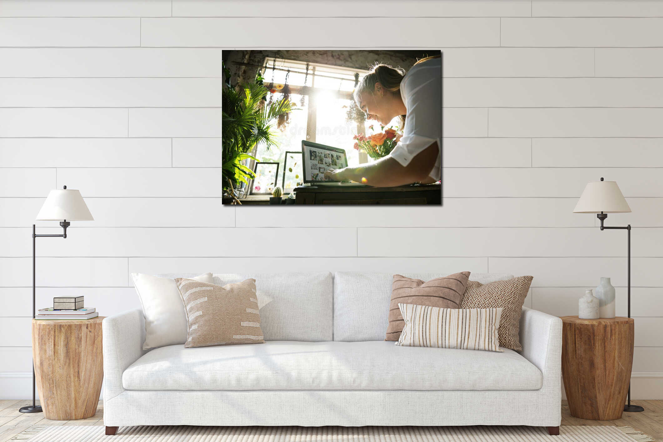 Canvas hanging interior mockup