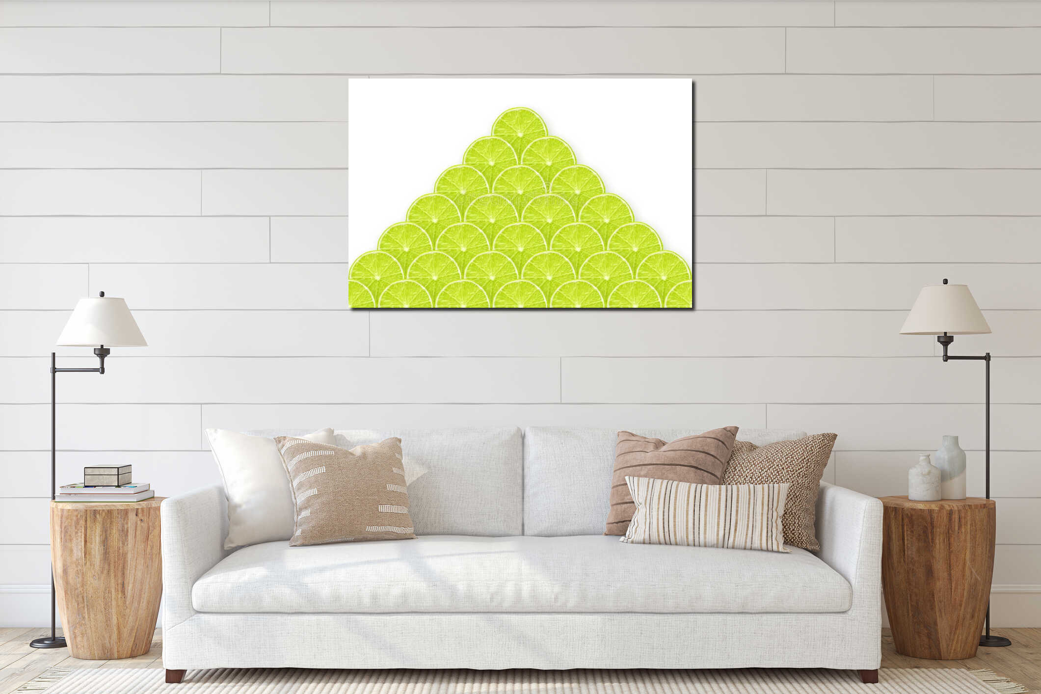 Lime slices pyramid interior mockup