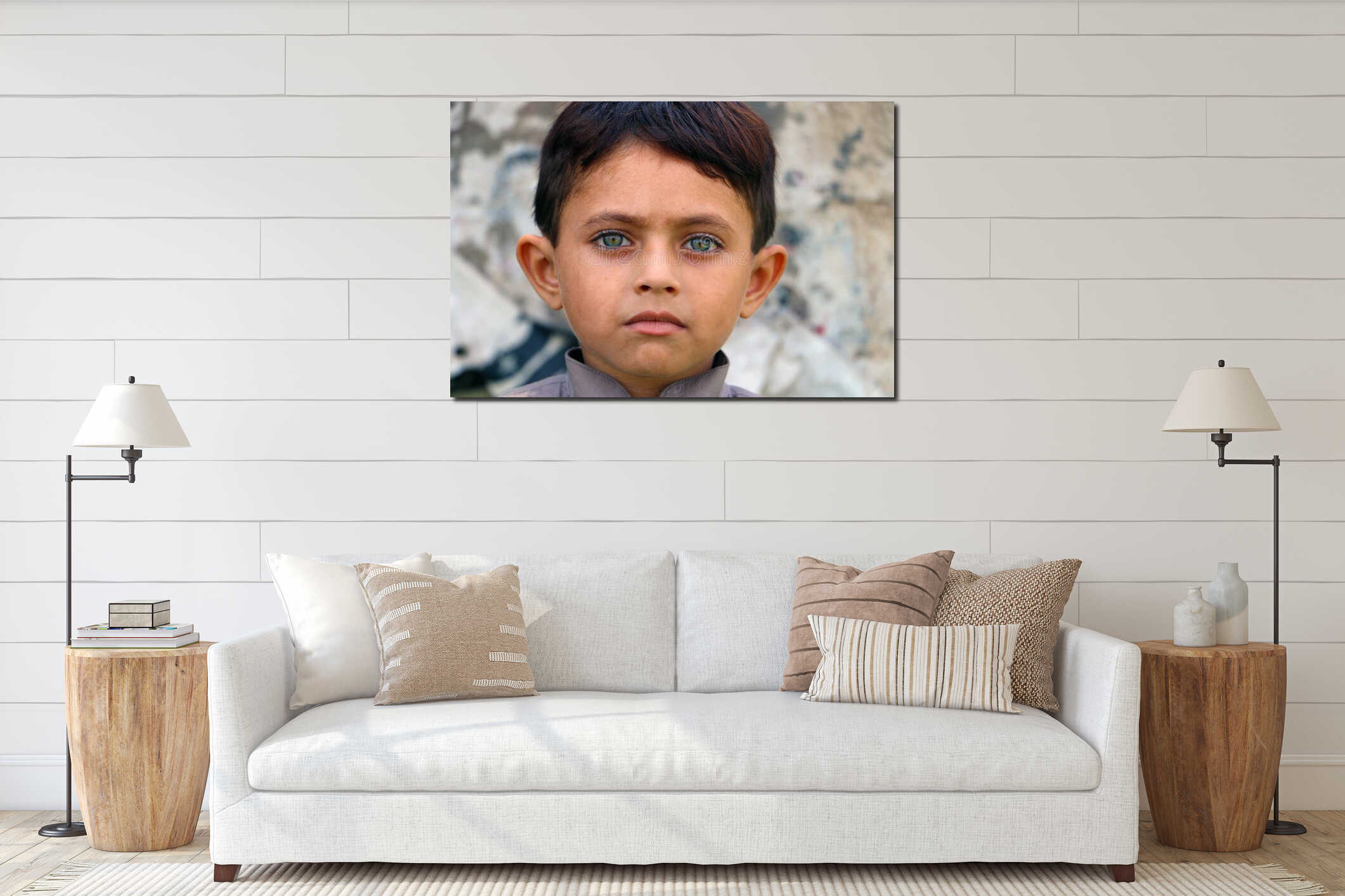 South Asian Child Green Eyes interior mockup
