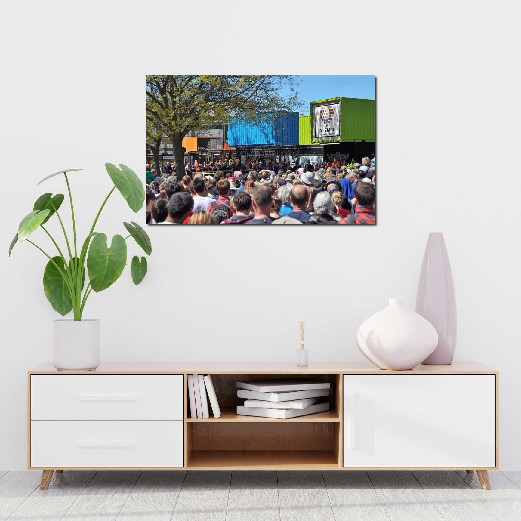 Canvas above sofa for size context