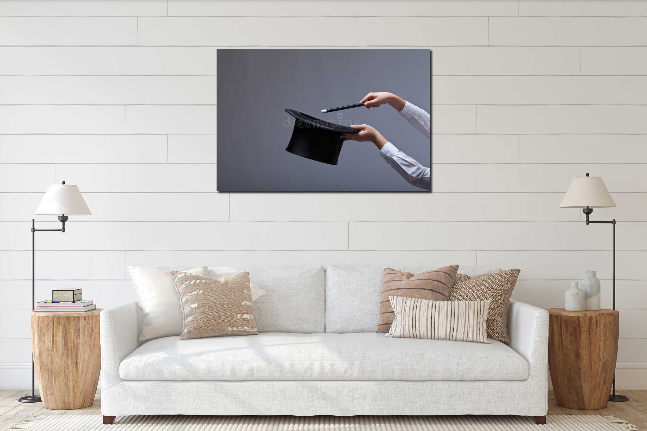 Canvas hanging interior mockup
