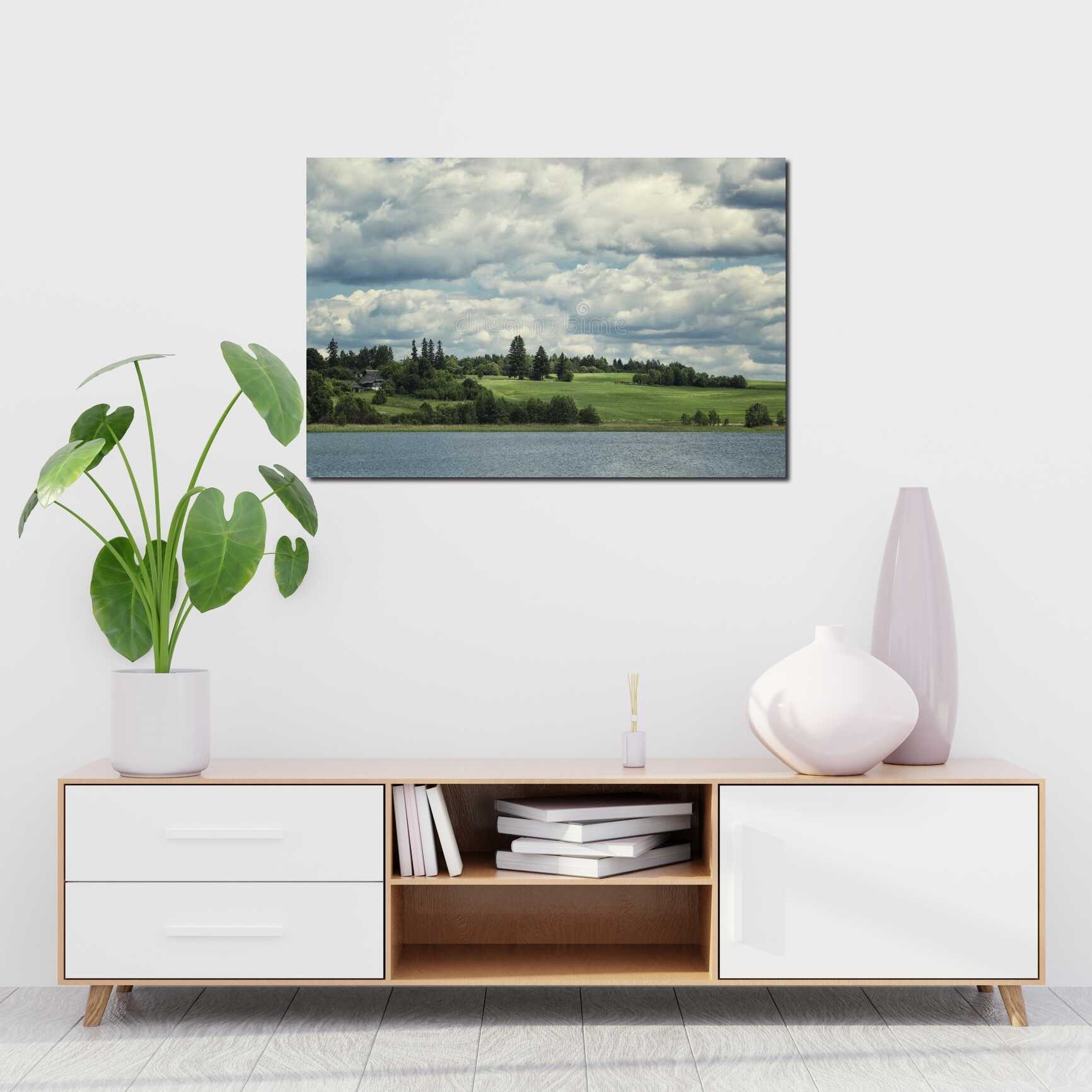 Canvas above sofa for size context