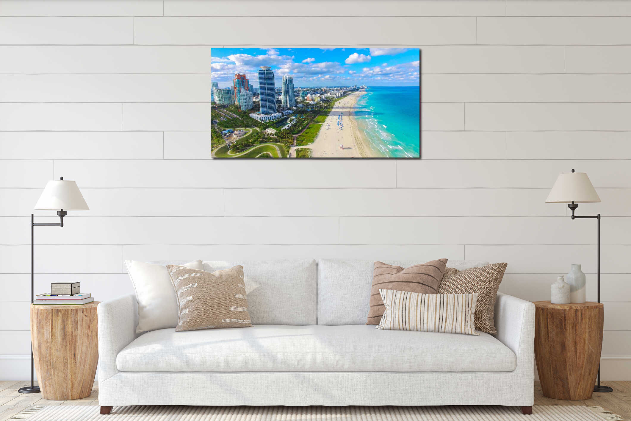 South Beach, Miami Beach. Florida. Aerial view. interior mockup
