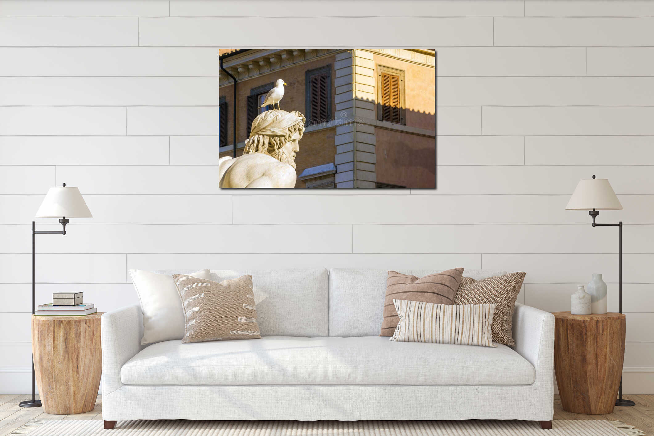 The Ganges river god statue in the fountain of four rivers in Rome interior mockup