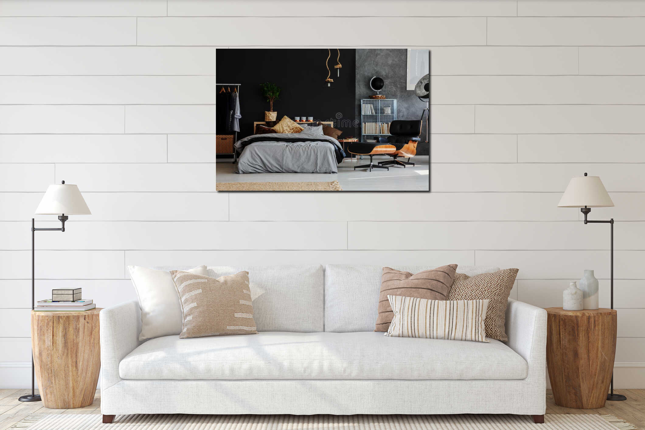 Canvas hanging interior mockup