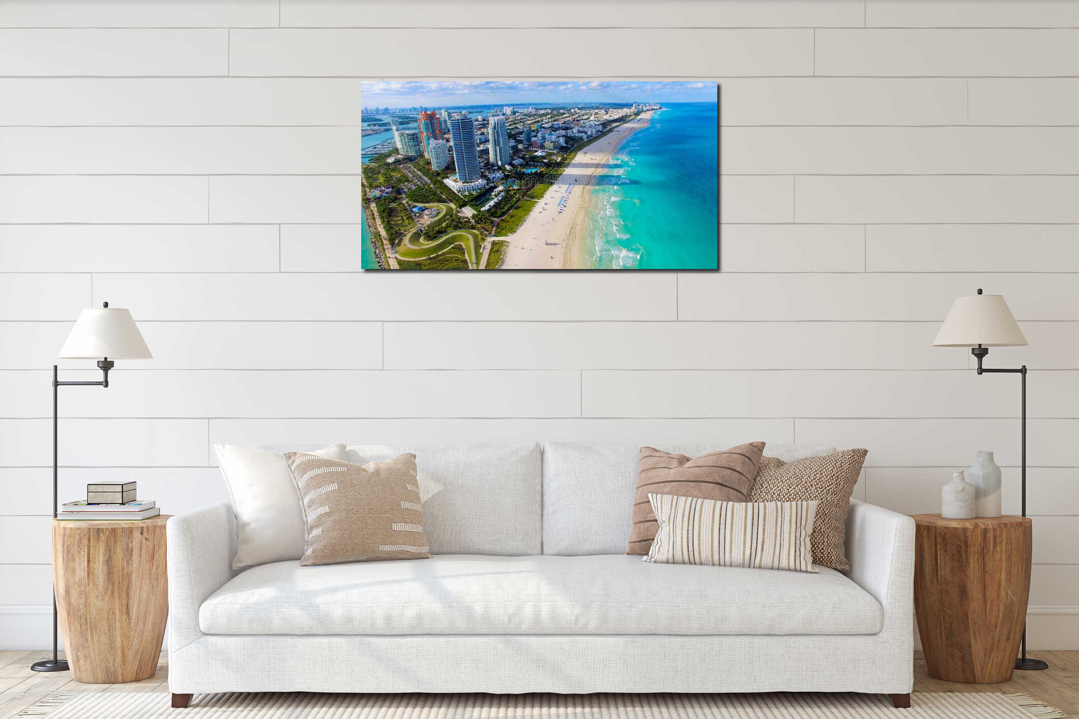 South Beach, Miami Beach. Florida. Aerial view. interior mockup