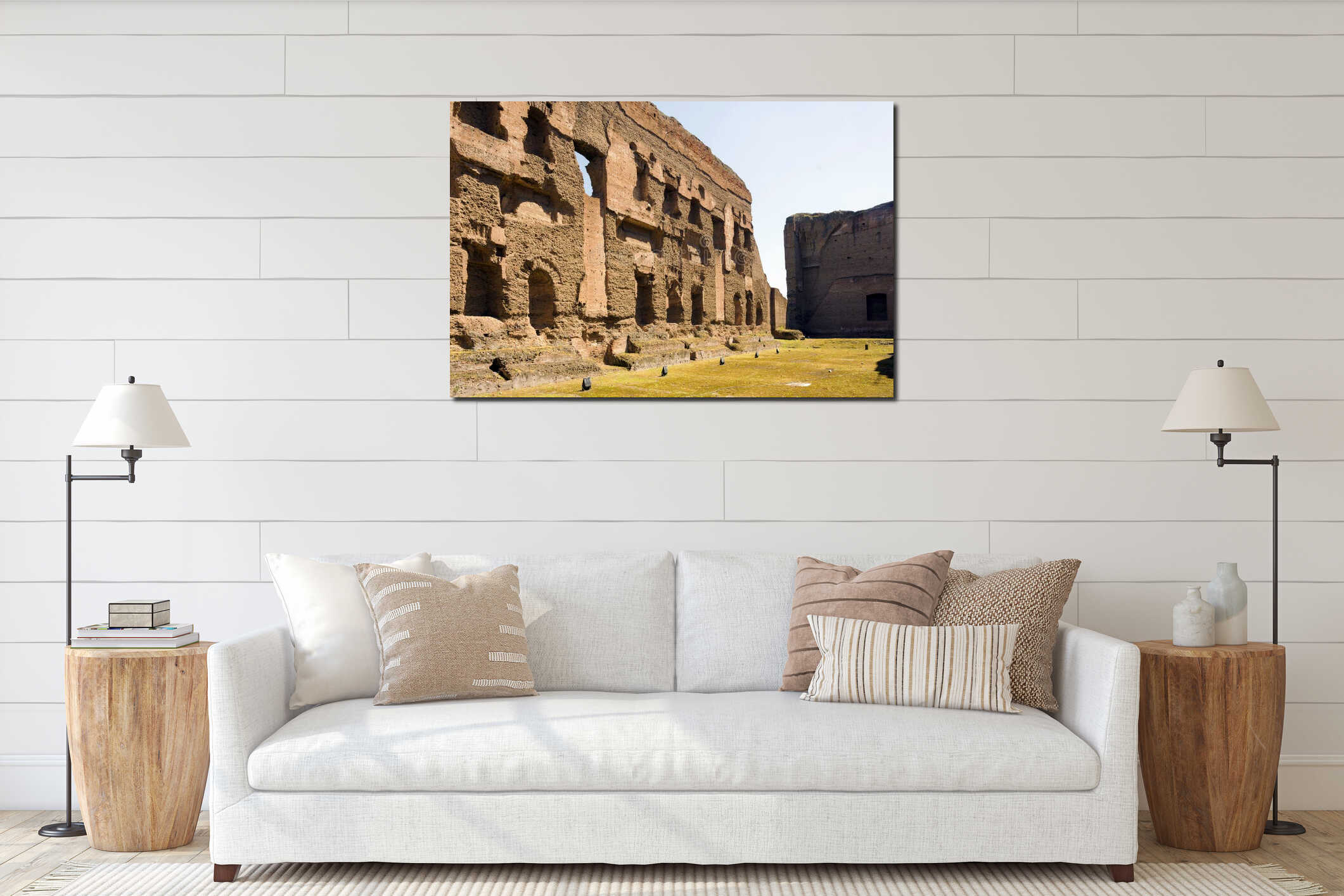 Baths of Caracalla, ancient ruins of roman public thermae interior mockup