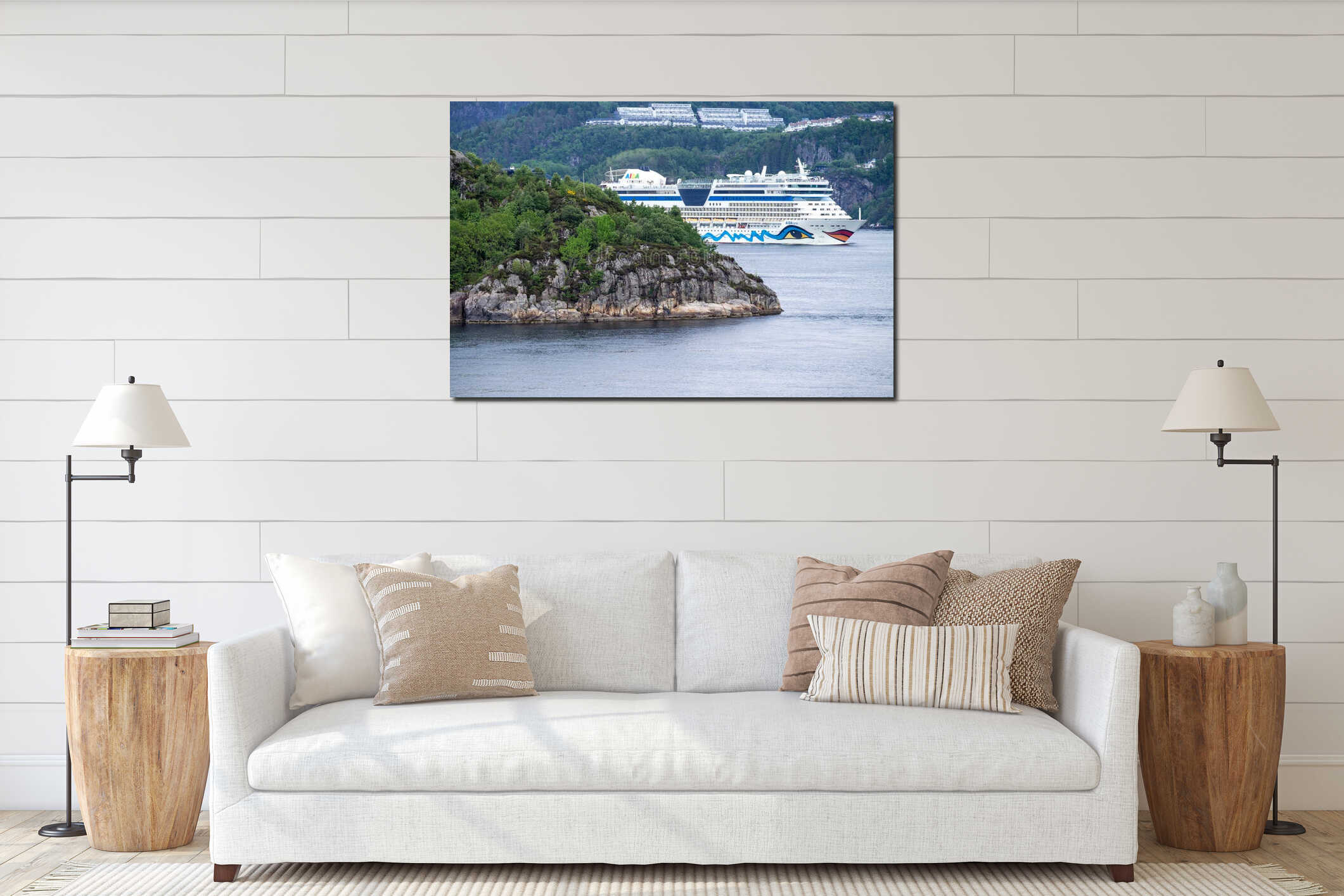 AIDAluna leaving Bergen, Norway interior mockup