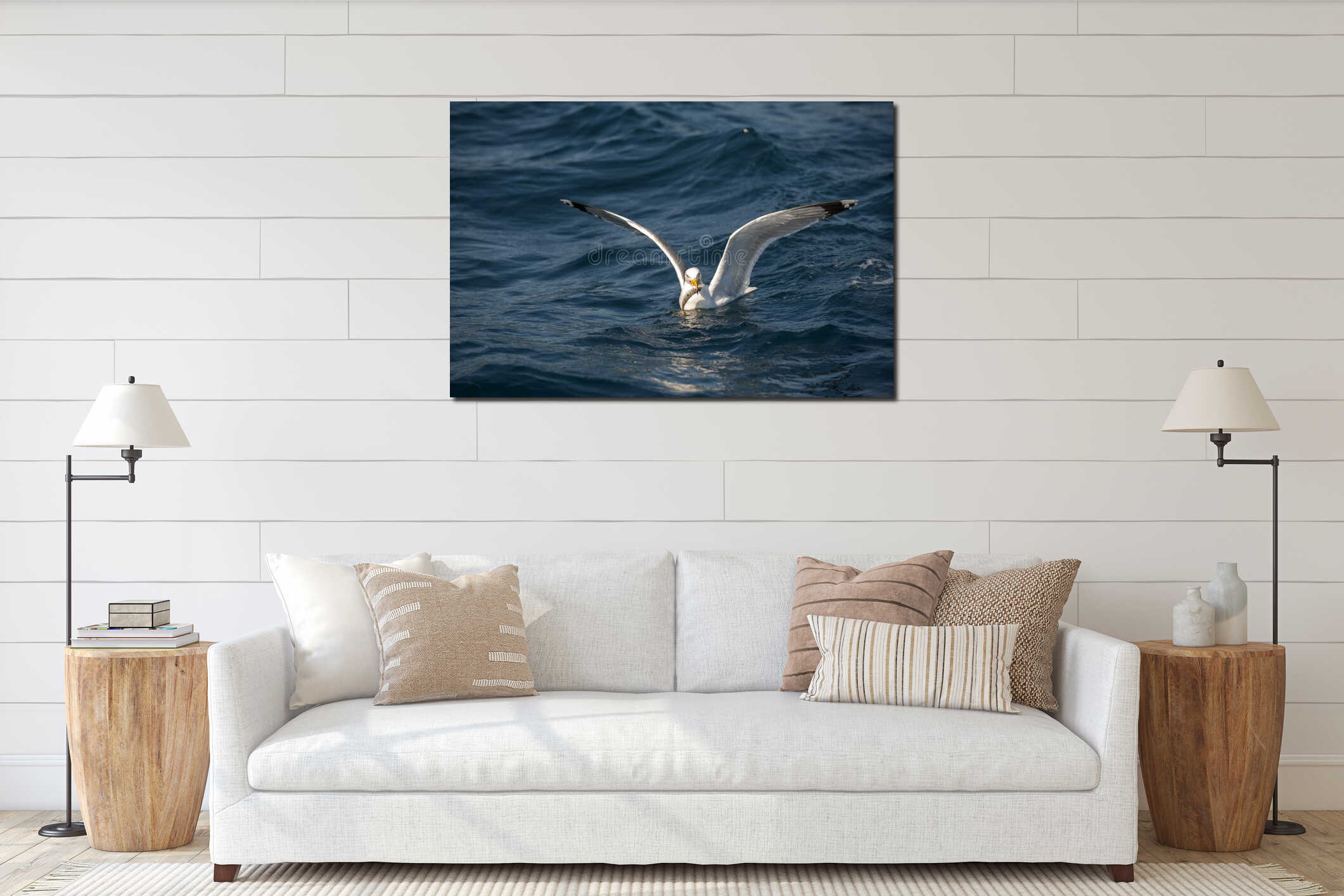 Seagull fishing interior mockup