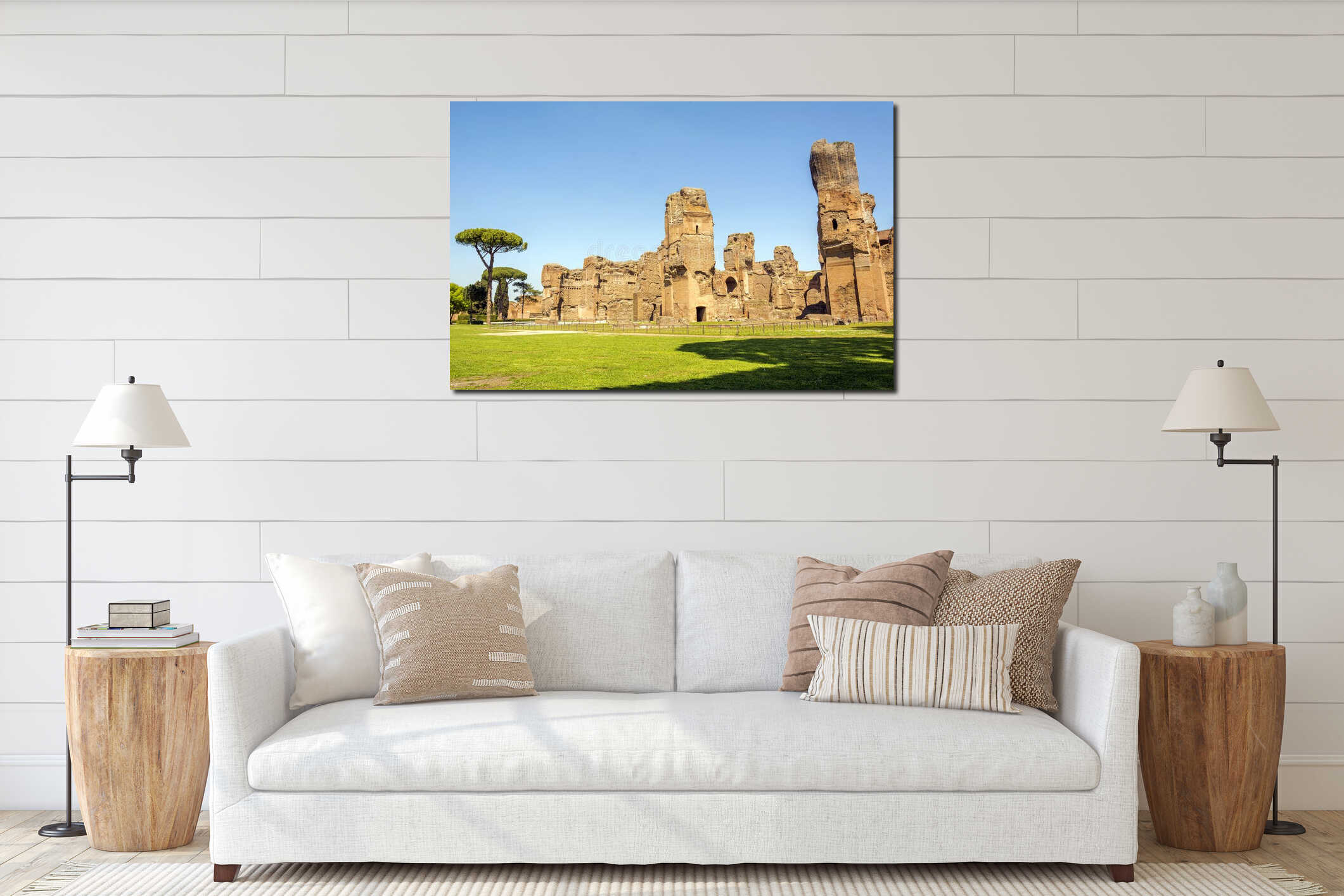 Baths of Caracalla, ancient ruins of roman public thermae interior mockup