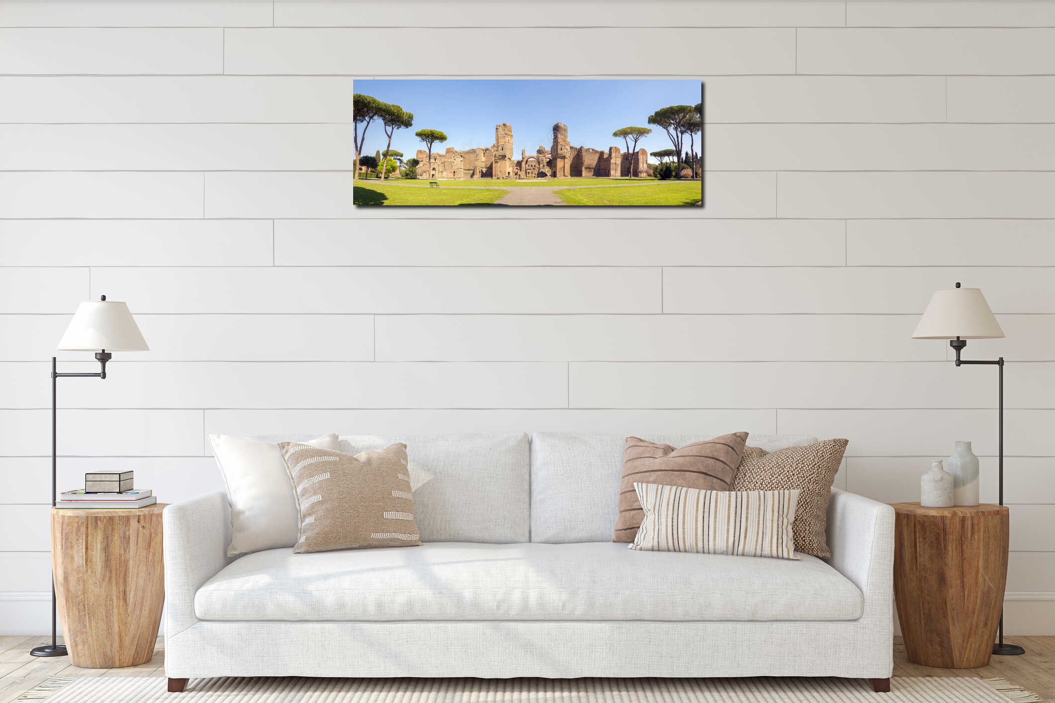 Baths of Caracalla, ancient ruins of roman public thermae interior mockup