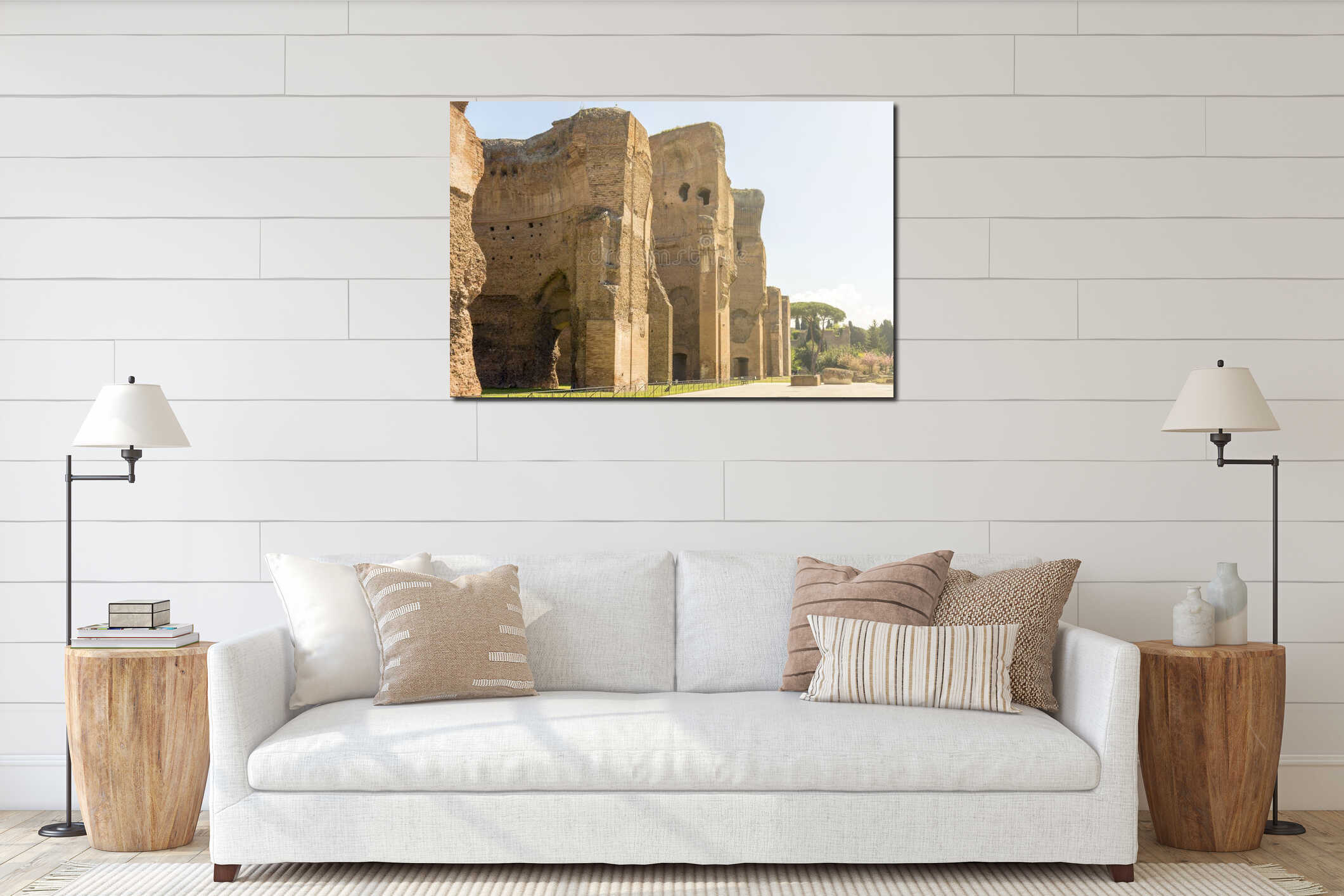 Baths of Caracalla, ancient ruins of roman public thermae interior mockup