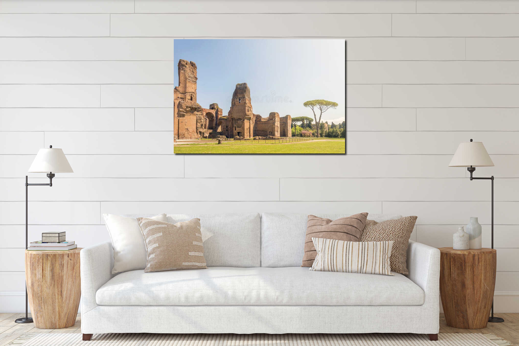 Baths of Caracalla, ancient ruins of roman public thermae interior mockup