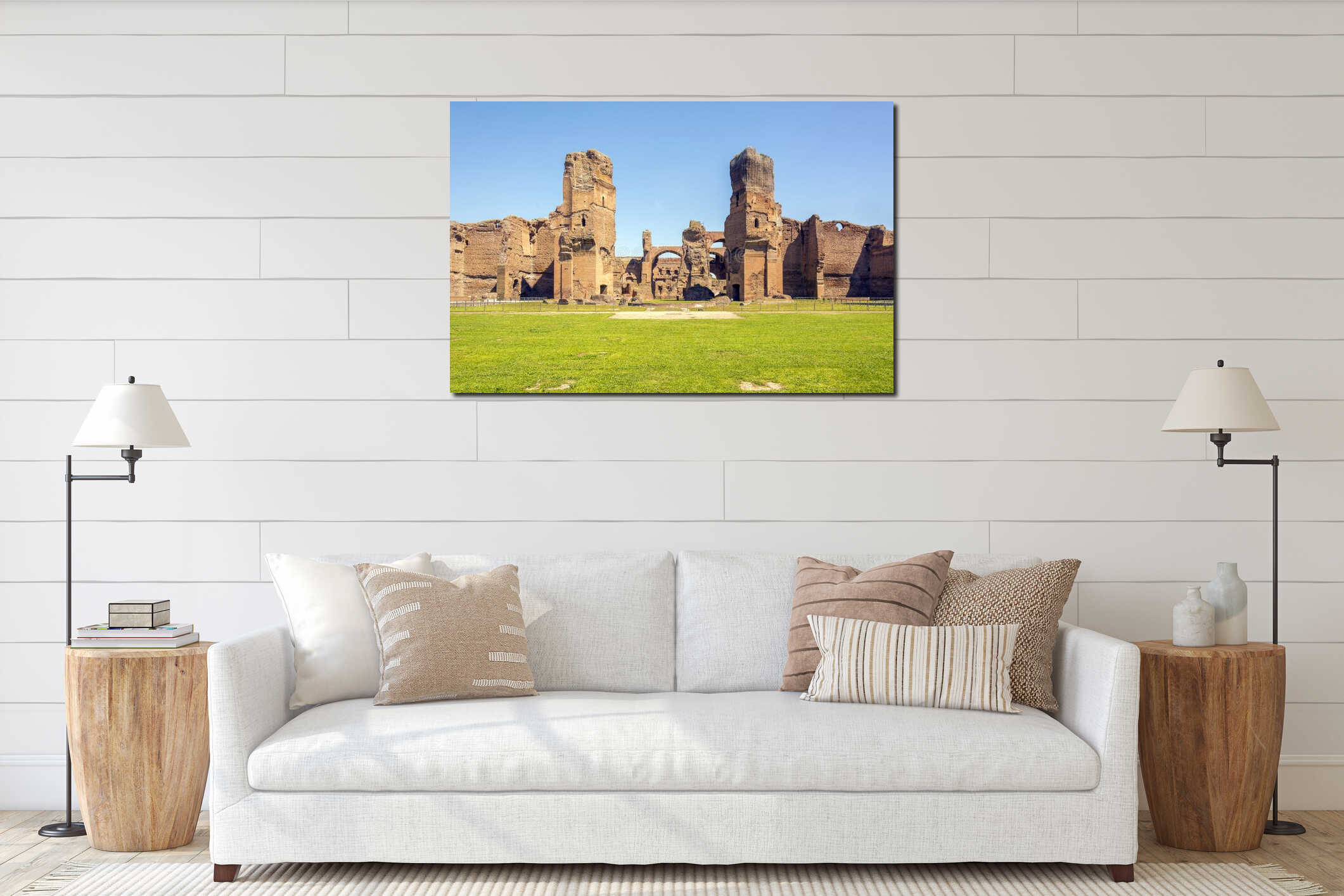 Baths of Caracalla, ancient ruins of roman public thermae interior mockup