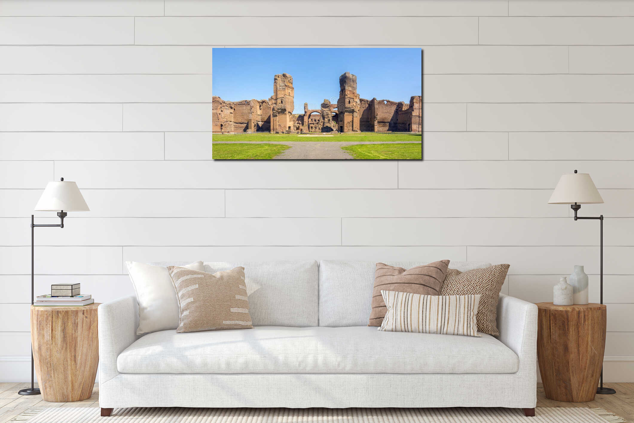Baths of Caracalla, ancient ruins of roman public thermae interior mockup