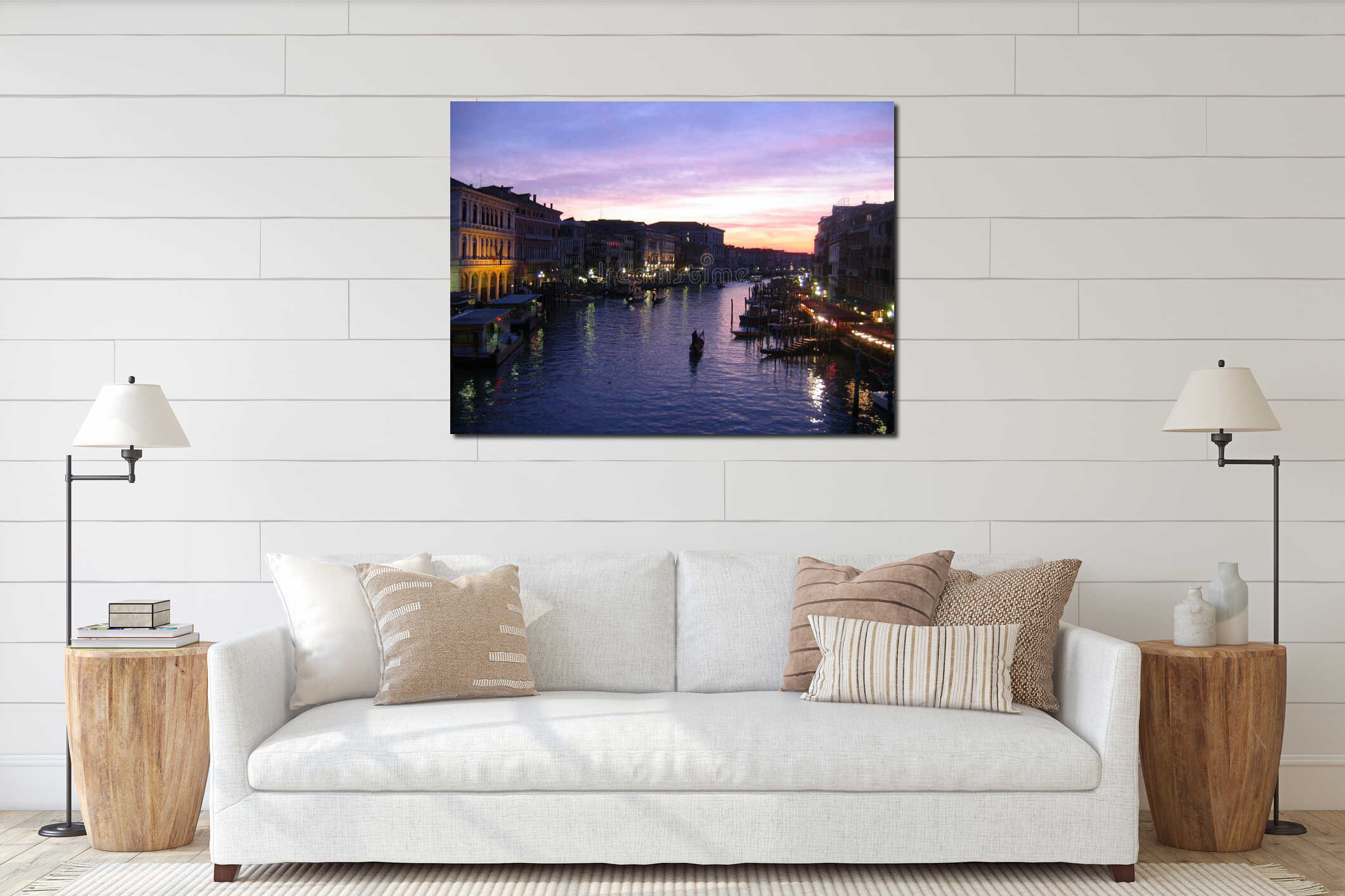 Venice grand canal at dusk interior mockup