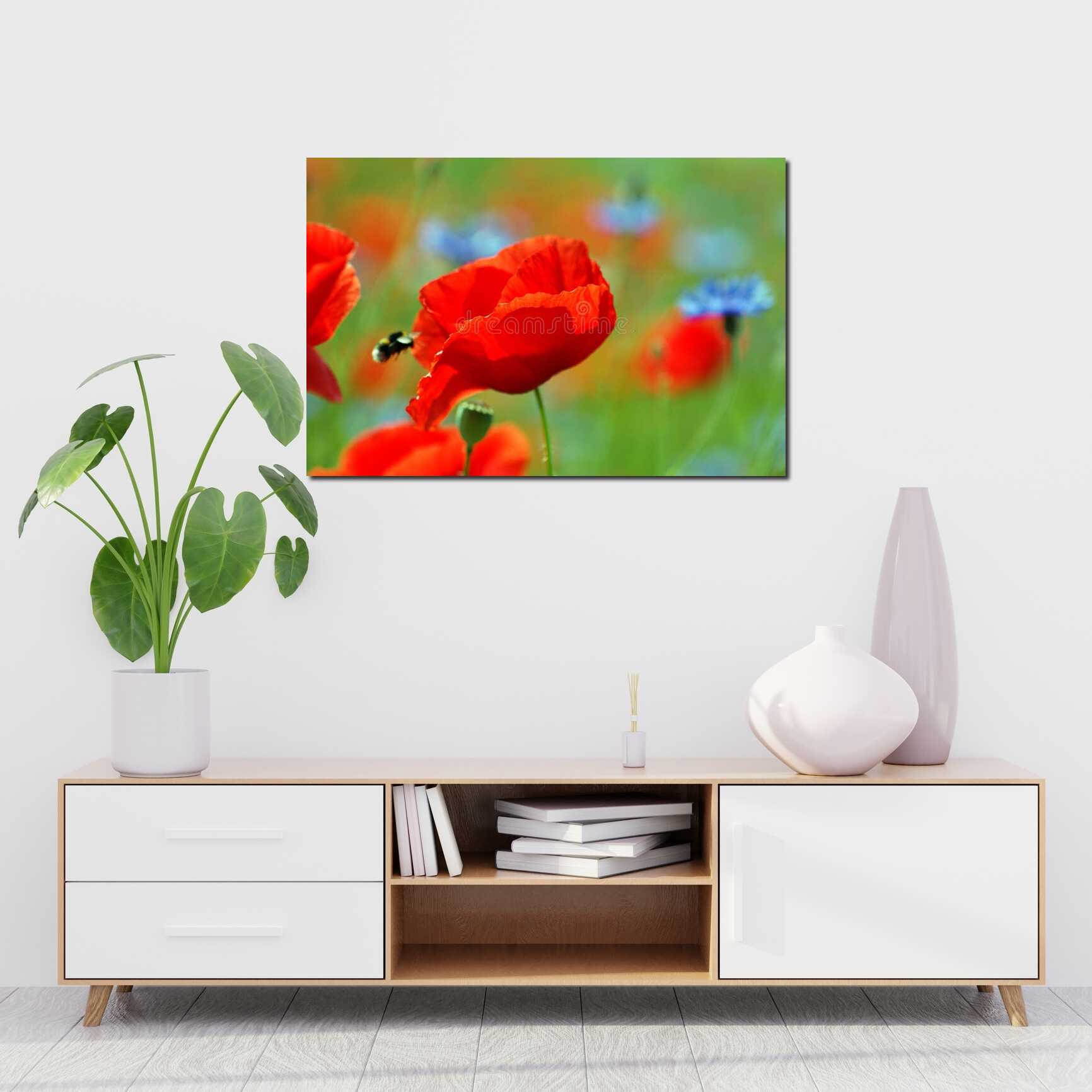 Canvas above sofa for size context