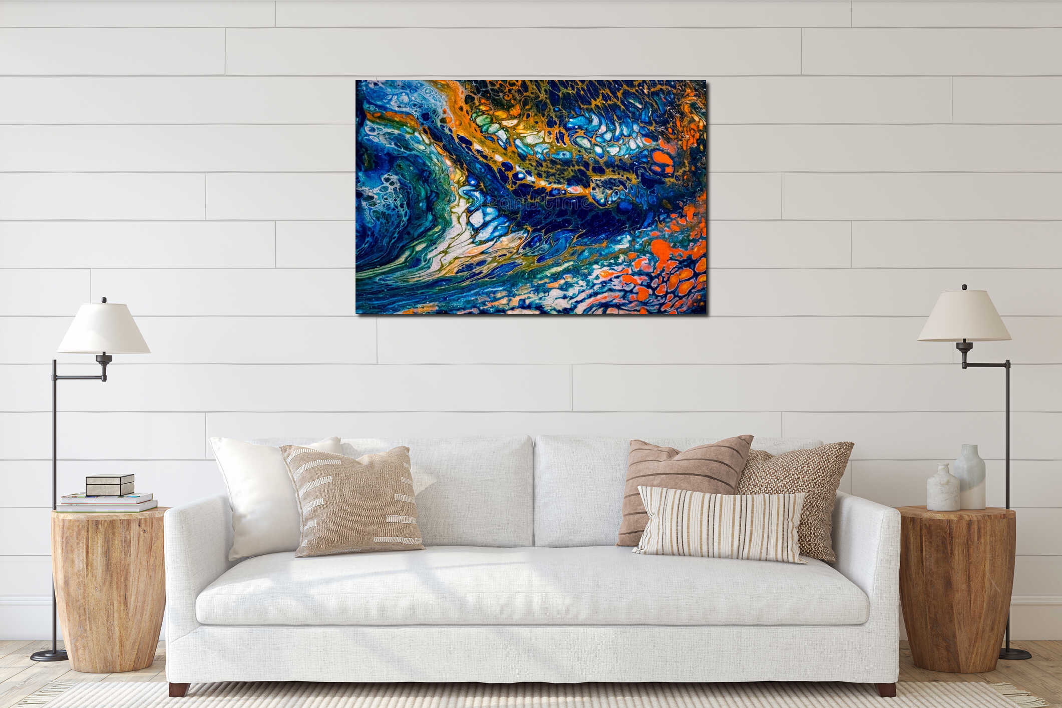 Canvas hanging interior mockup