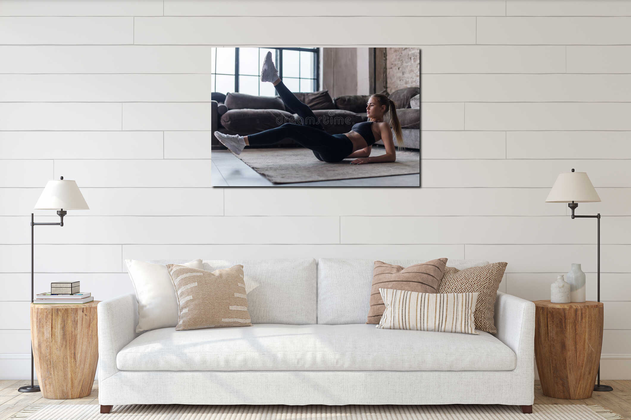 Canvas hanging interior mockup
