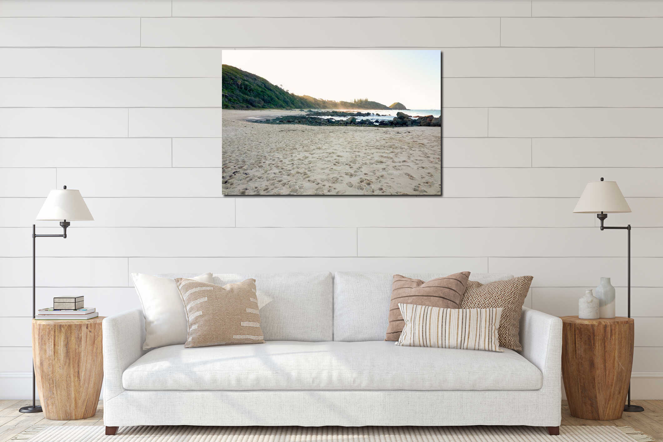 Rocky seashore on Shelly Beach at Port Macquarie Australia interior mockup