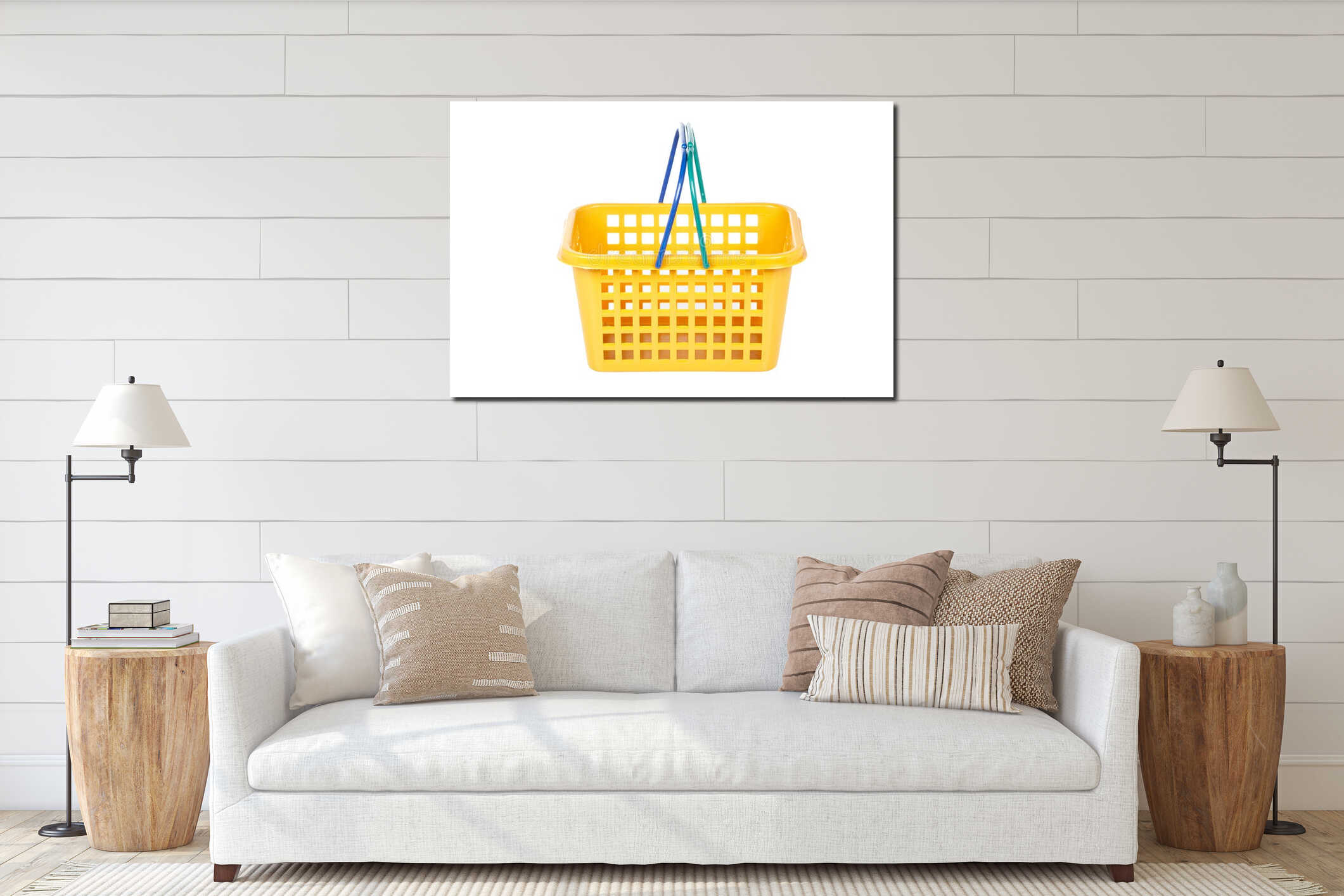 Empty shopping basket interior mockup