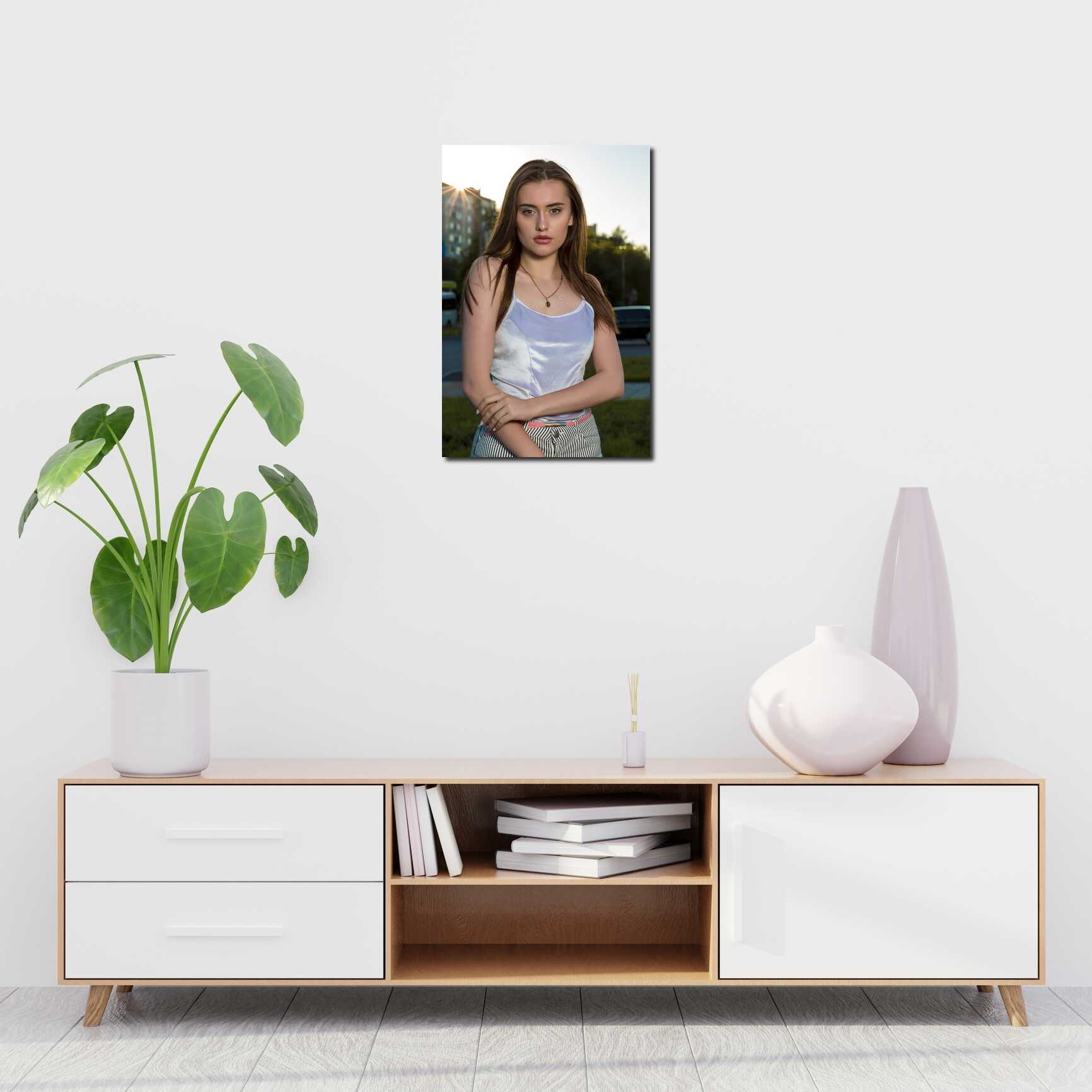 Canvas above sofa for size context