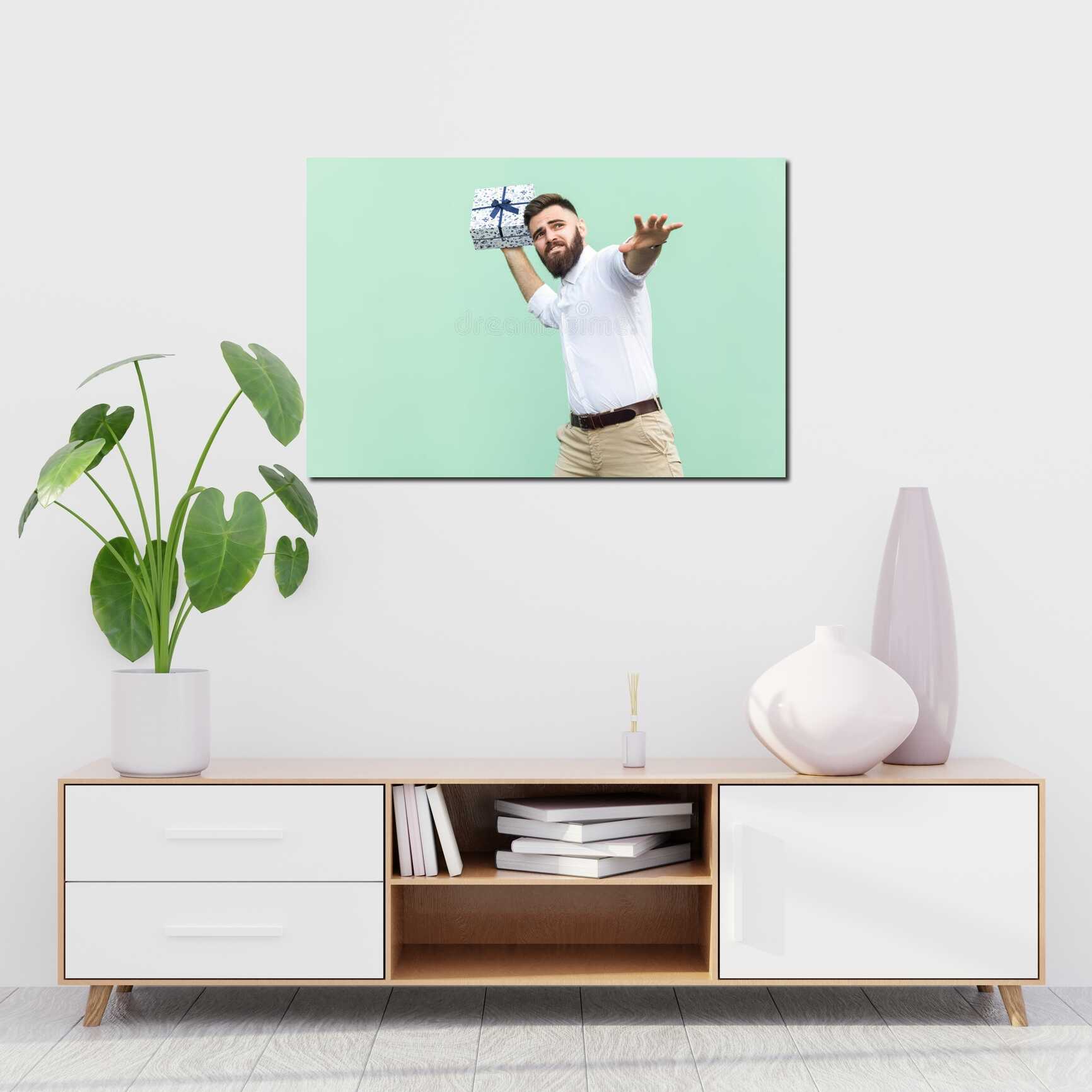 Canvas above sofa for size context