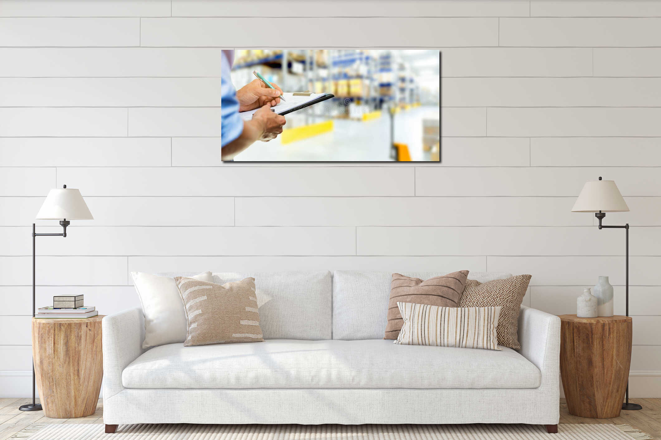 Canvas hanging interior mockup