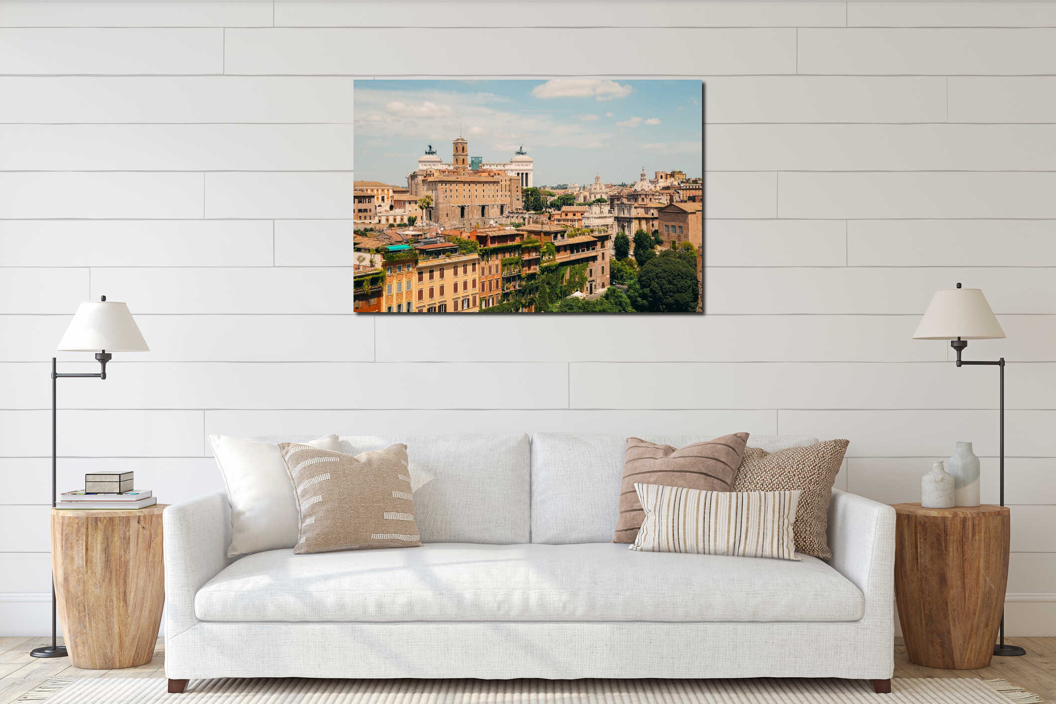 Rome city view from Roman Forums in Italy interior mockup