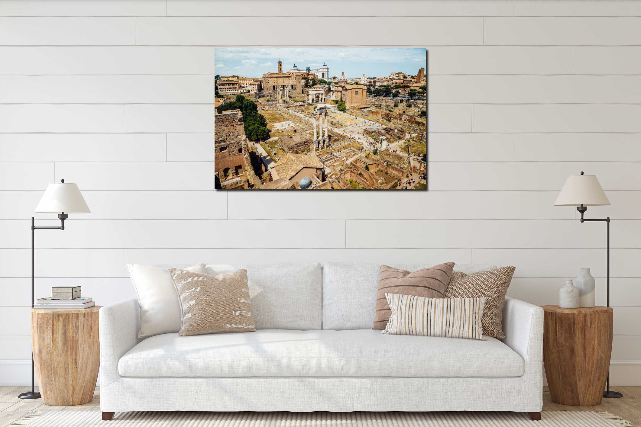 Roman Forums ancient ruins in Rome, Italy interior mockup