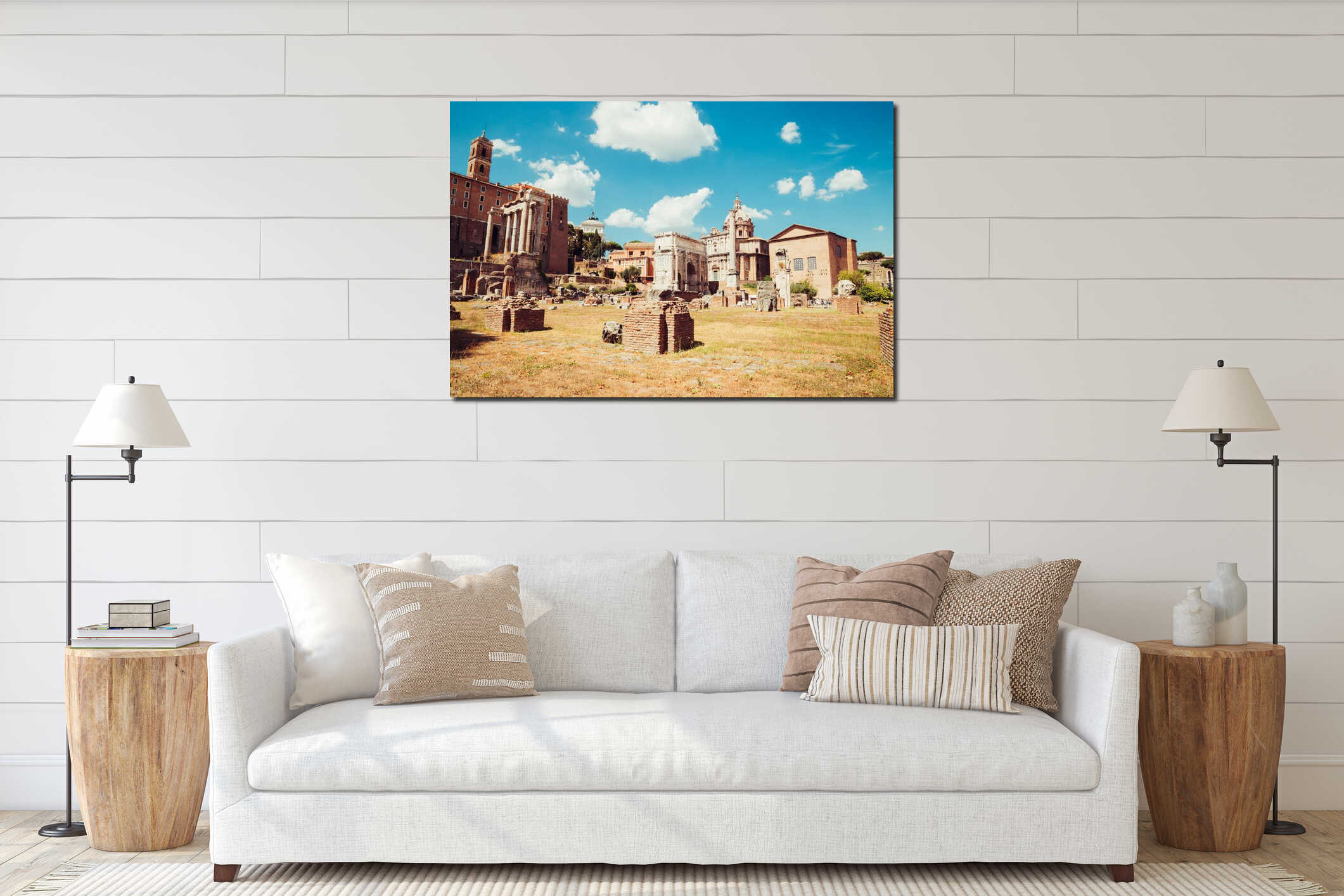 Roman Forums ancient ruins in Rome, Italy interior mockup