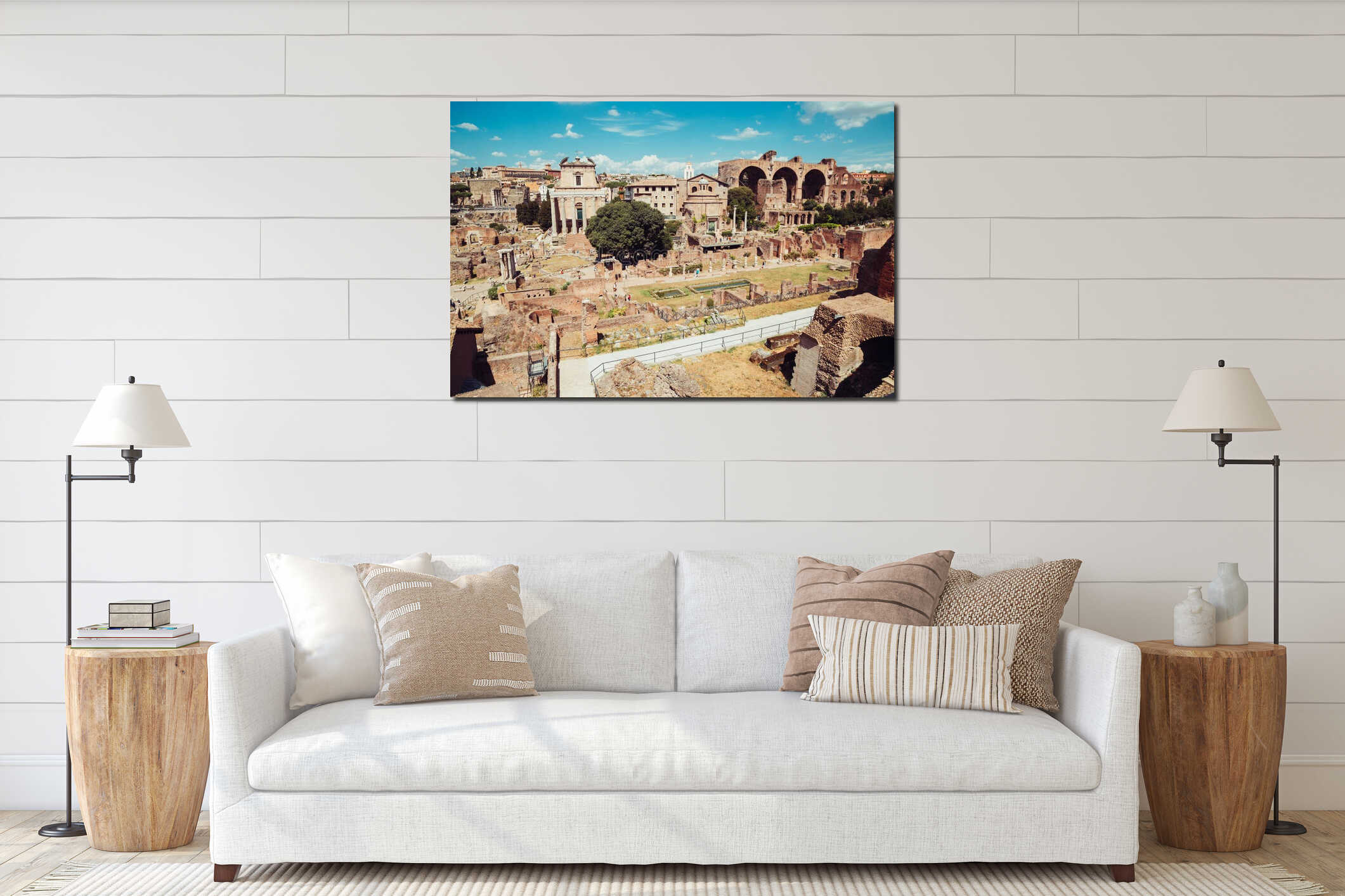 Roman Forums ancient ruins in Rome, Italy interior mockup