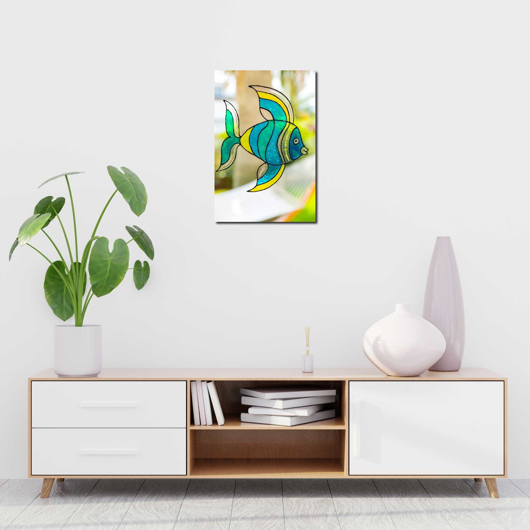 Canvas above sofa for size context