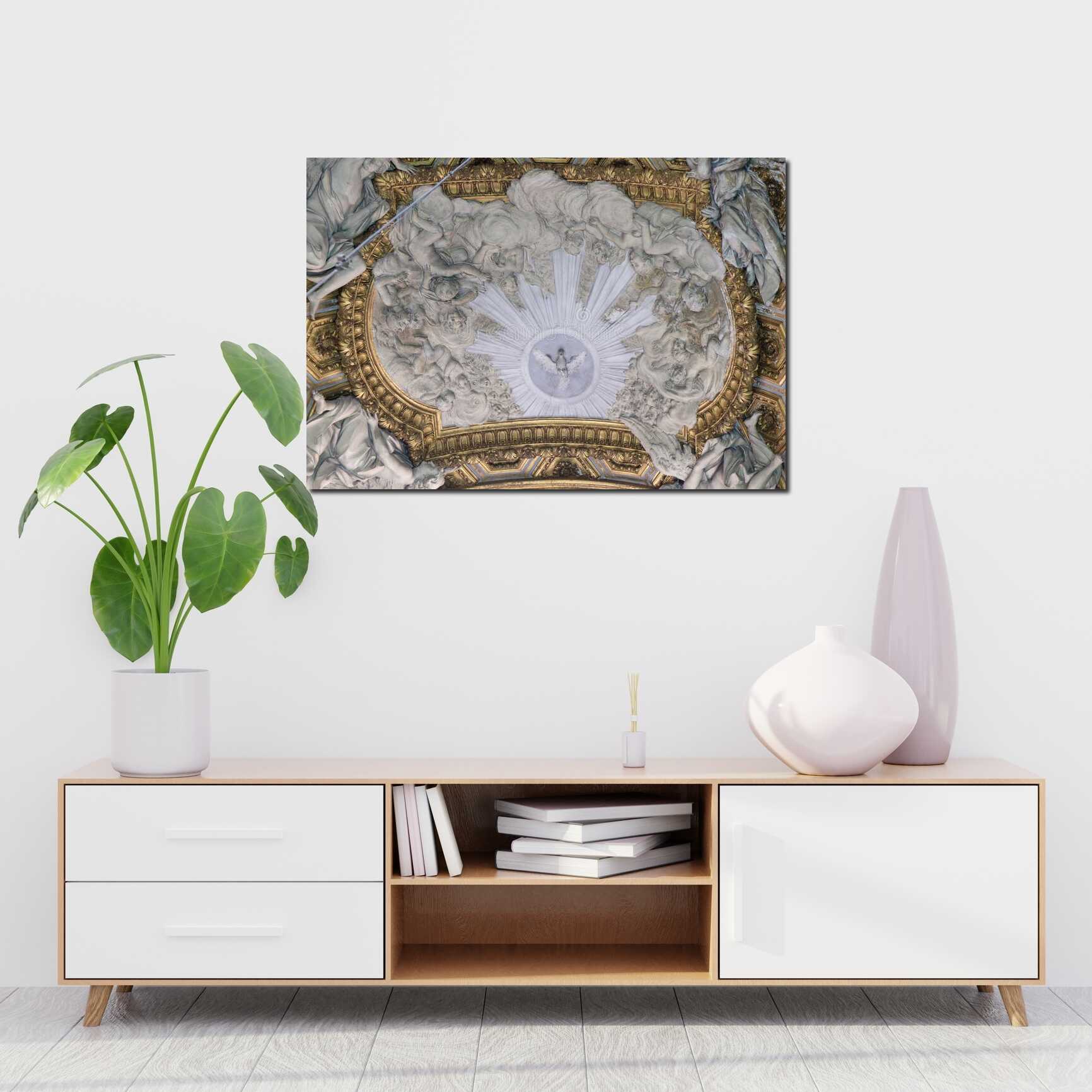 Canvas above sofa for size context