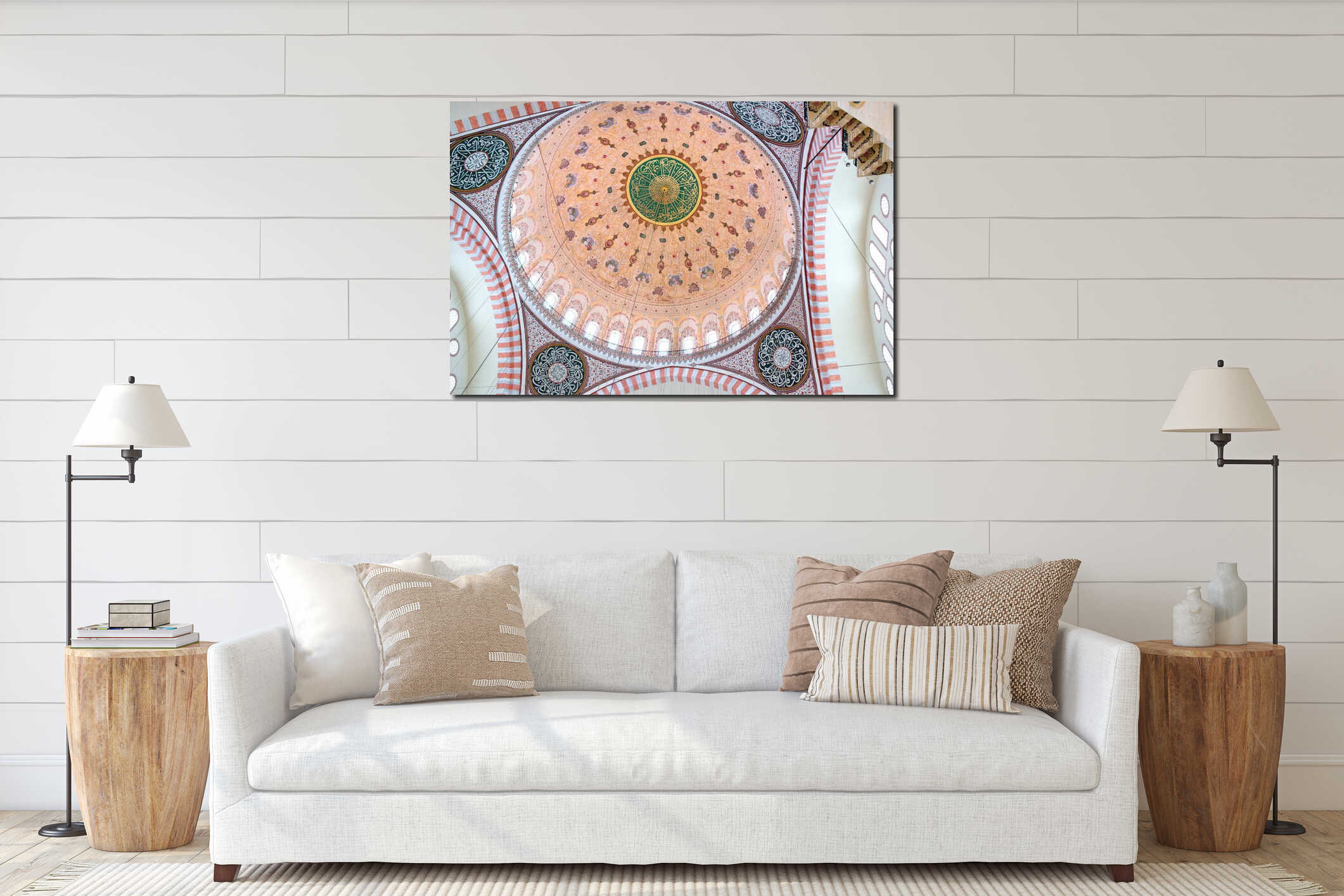 Ceiling detail in Suleymaniye Mosque in Istanbul, Turkey interior mockup