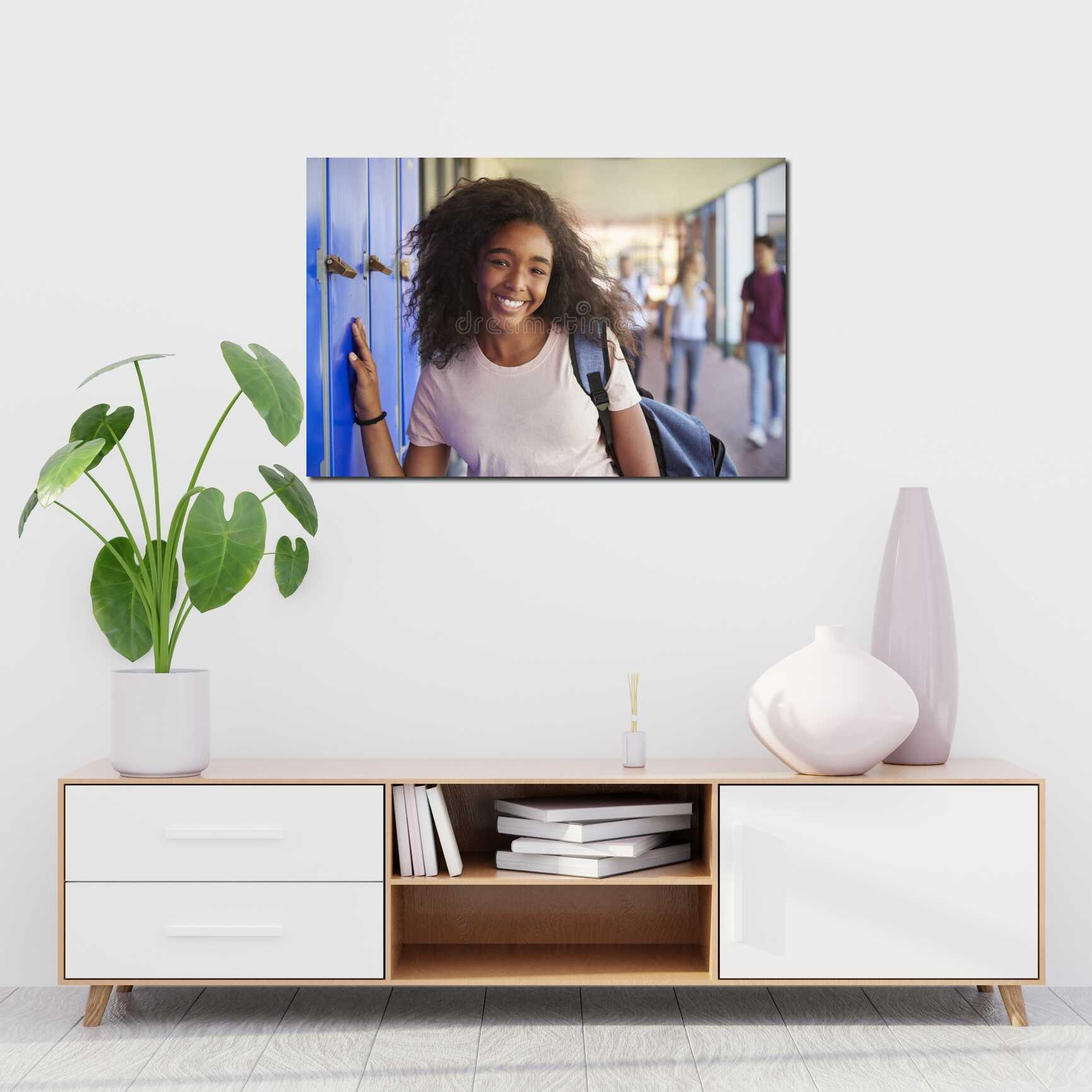 Canvas above sofa for size context