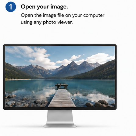 Step 1: open your image in a photo viewer before checking print size