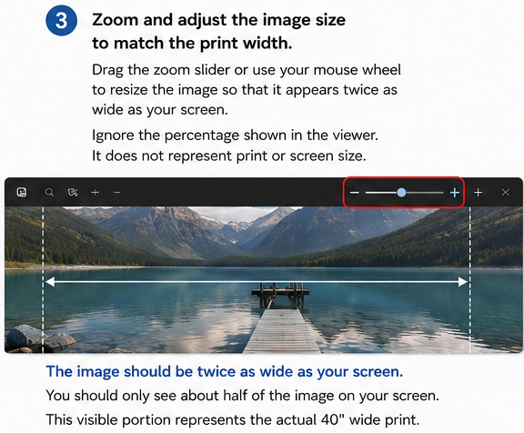 Step 3: zoom the image until it matches the intended physical print width